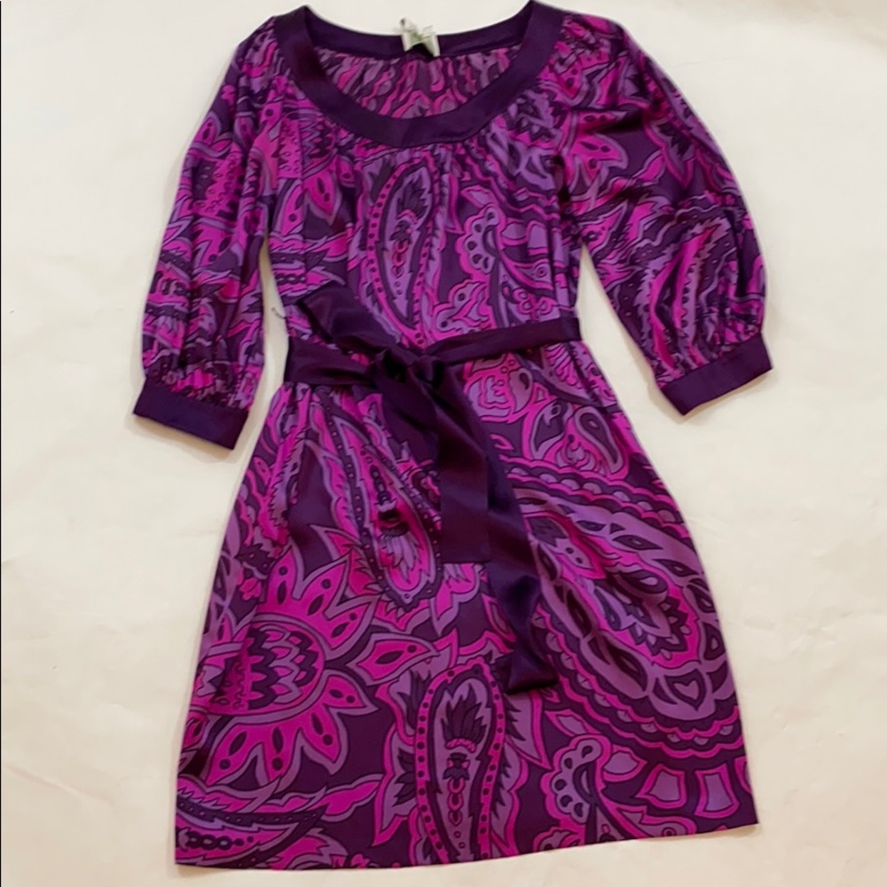 Donna Morgan purple /pink Silk belted dress sz 4